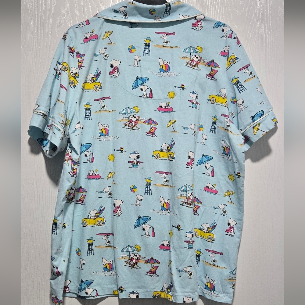 BedHead X Peanuts Blue Surf Sand Beach Snoopy Print Pajama Set Size Large - Picture 5 of 12